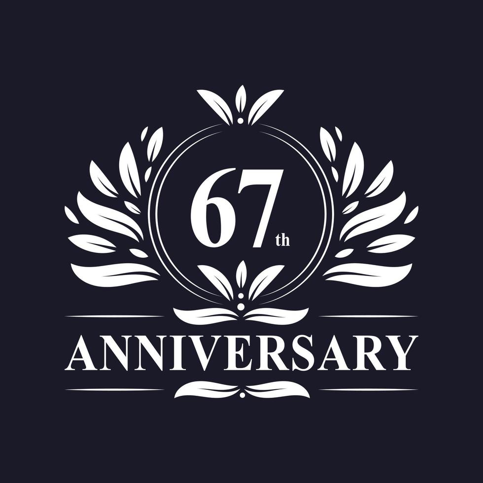 67 years Anniversary logo, luxurious 67th Anniversary design celebration. vector