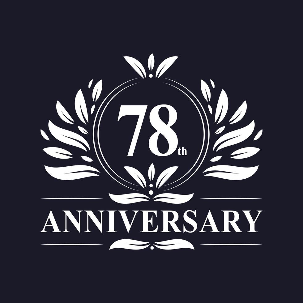 78 years Anniversary logo, luxurious 78th Anniversary design celebration. vector