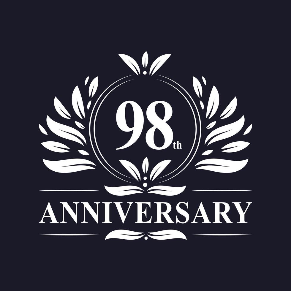 98 years Anniversary logo, luxurious 98th Anniversary design celebration. vector