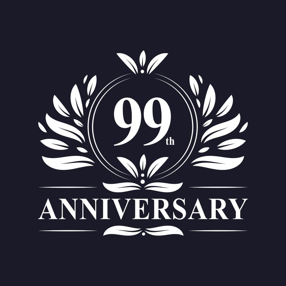 99 years Anniversary logo, luxurious 99th Anniversary design celebration. vector