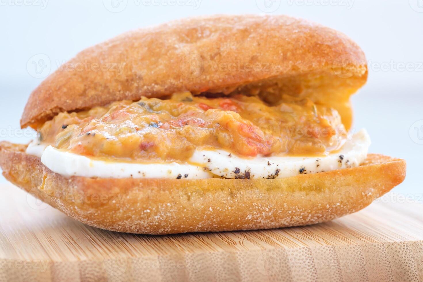 Grilled eggplant mozzarella bruschetta 8699617 Stock Photo at Vecteezy