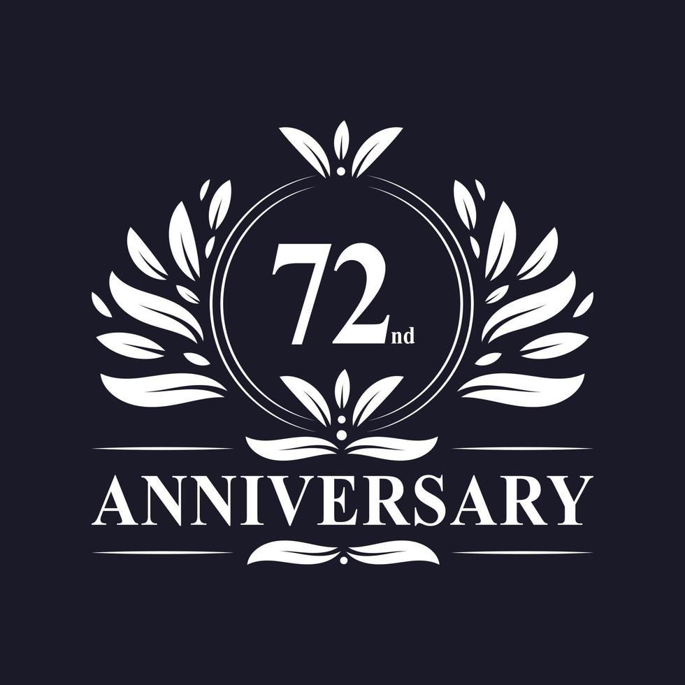 72 years Anniversary logo, luxurious 72nd Anniversary design celebration. vector