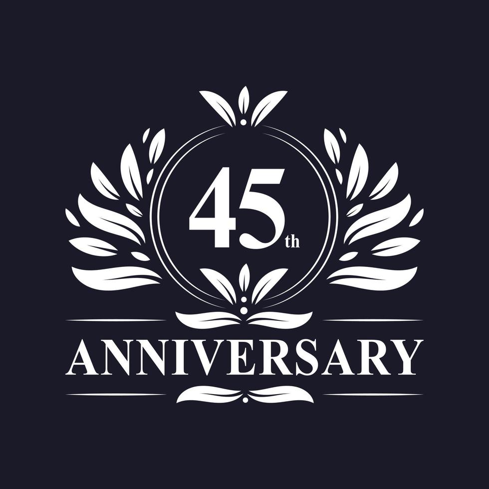 45 years Anniversary logo, luxurious 45th Anniversary design celebration. vector