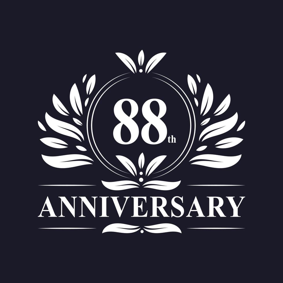 Logotipo del aniversario de 88 años, lujosa celebración del diseño del 88 aniversario. vector