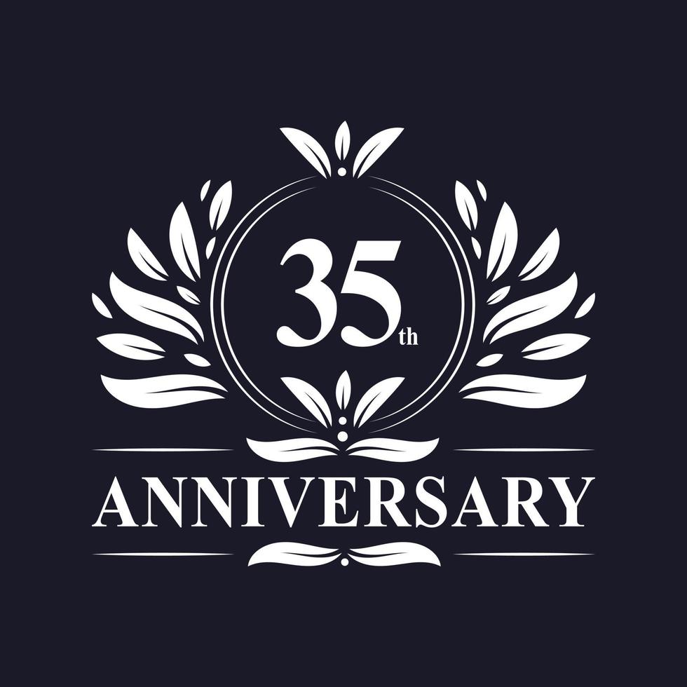 Logotipo del aniversario de 35 años, lujosa celebración del diseño del 35 aniversario. vector