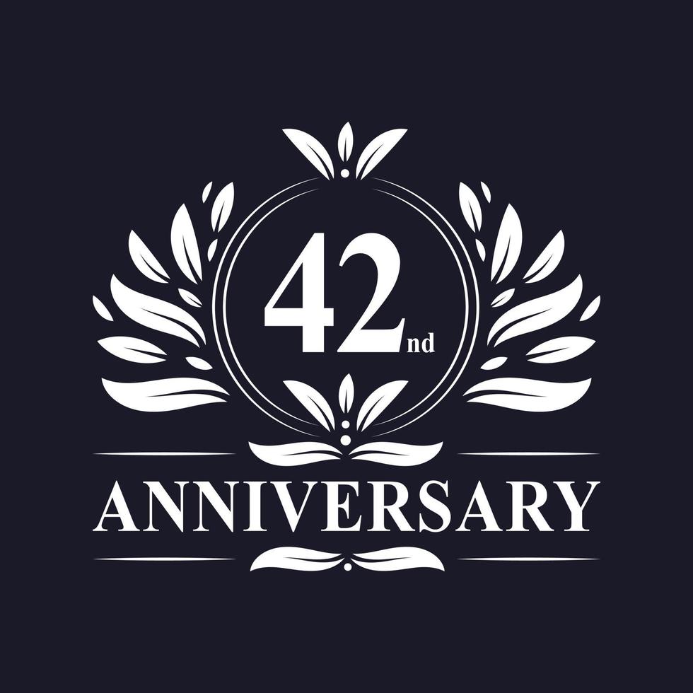 42 years Anniversary logo, luxurious 42nd Anniversary design celebration. vector