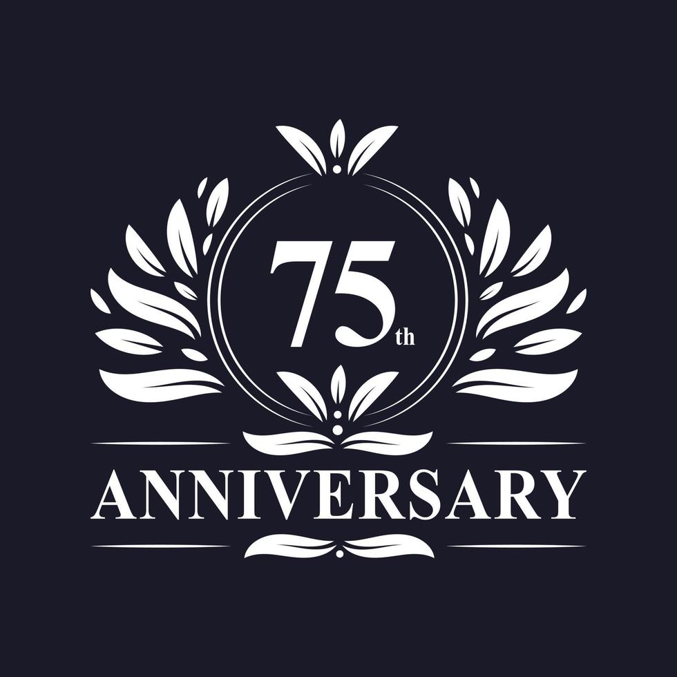 Logotipo del aniversario de 75 años, lujosa celebración del diseño del 75 aniversario. vector
