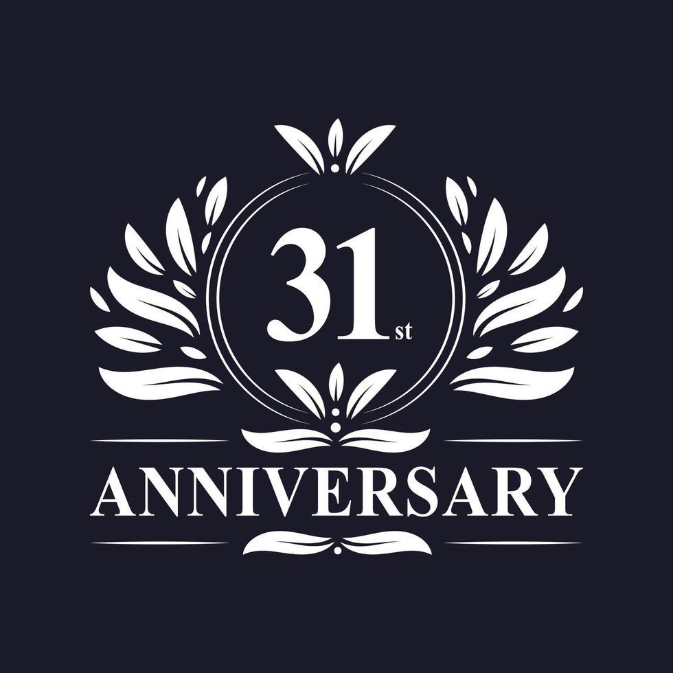 Logotipo del aniversario de 31 años, lujosa celebración del diseño del 31 aniversario. vector