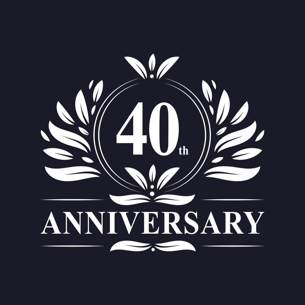 Logotipo del aniversario de 40 años, lujosa celebración del diseño del 40 aniversario. vector