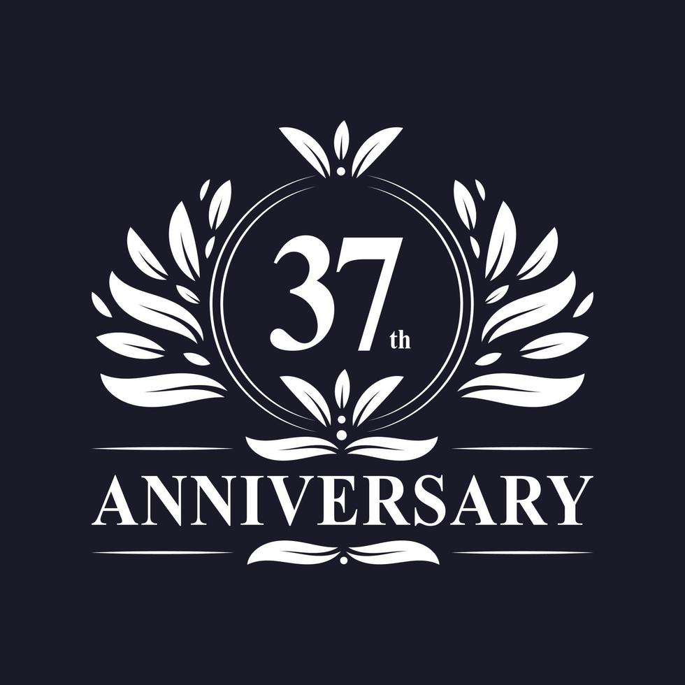 37 years Anniversary logo, luxurious 37th Anniversary design celebration. vector
