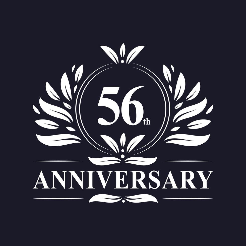 56 years Anniversary logo, luxurious 56th Anniversary design