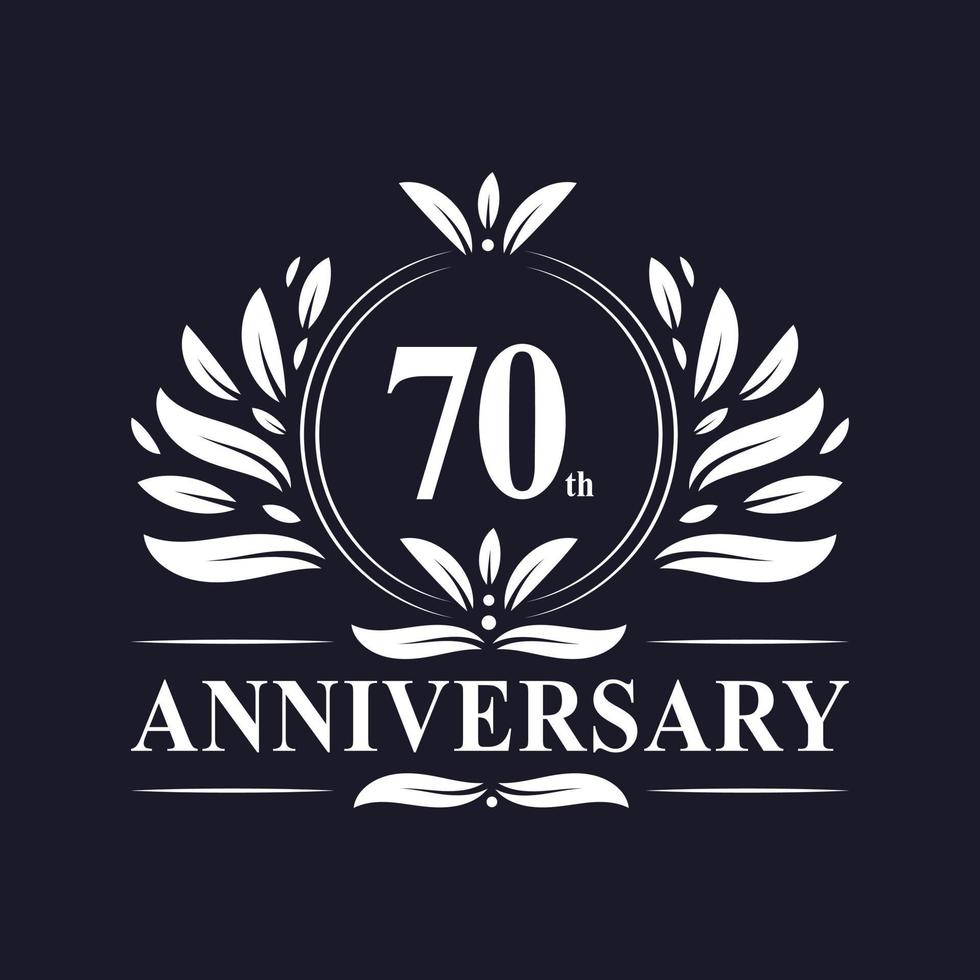 70 years Anniversary logo, luxurious 70th Anniversary design celebration. vector