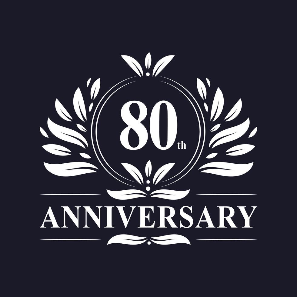Logotipo del aniversario de 80 años, lujosa celebración del diseño del 80 aniversario. vector