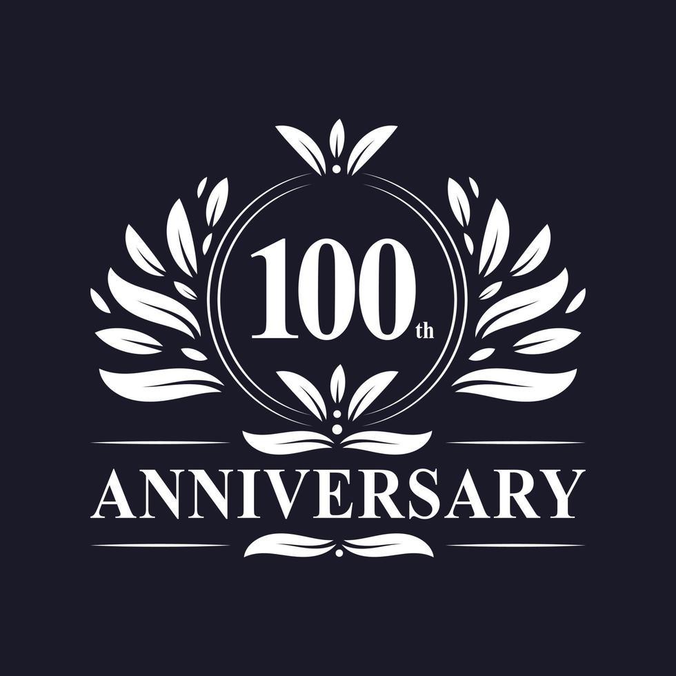 100 years Anniversary logo, luxurious 100th Anniversary design celebration. vector