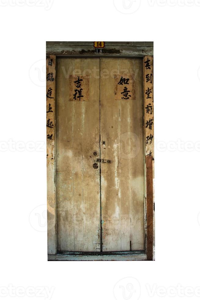 old vintage window worn wooden door isolated Clipping path photo