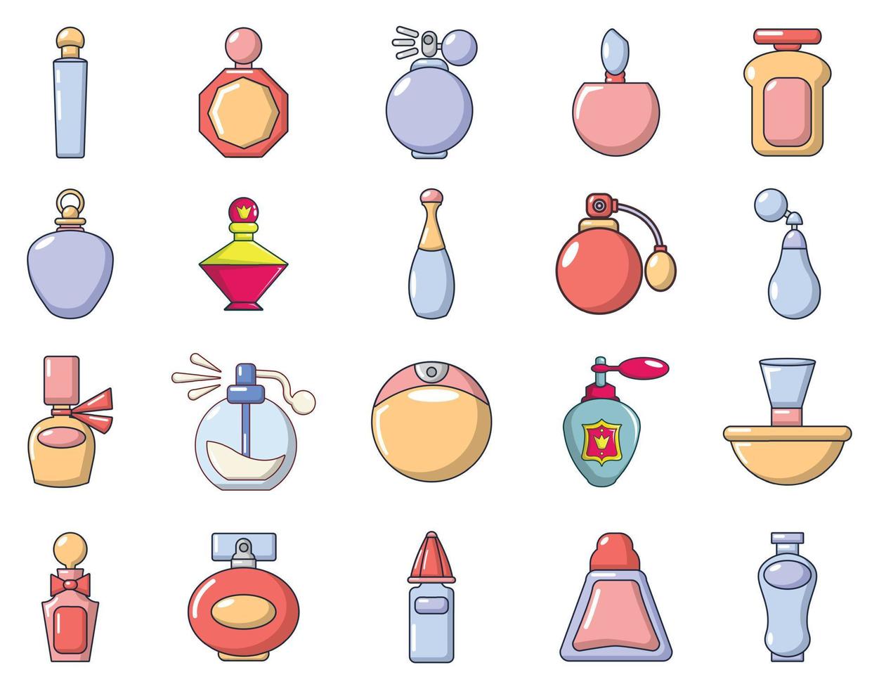 Perfume icon set, cartoon style 8700049 Vector Art at Vecteezy