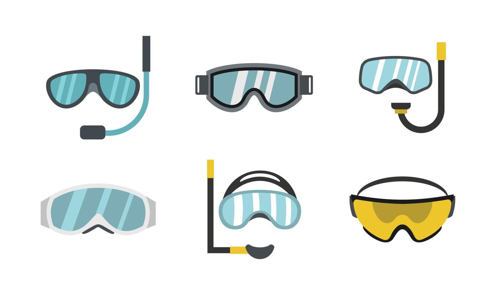 conjunto de iconos de gafas deportivas, estilo plano vector