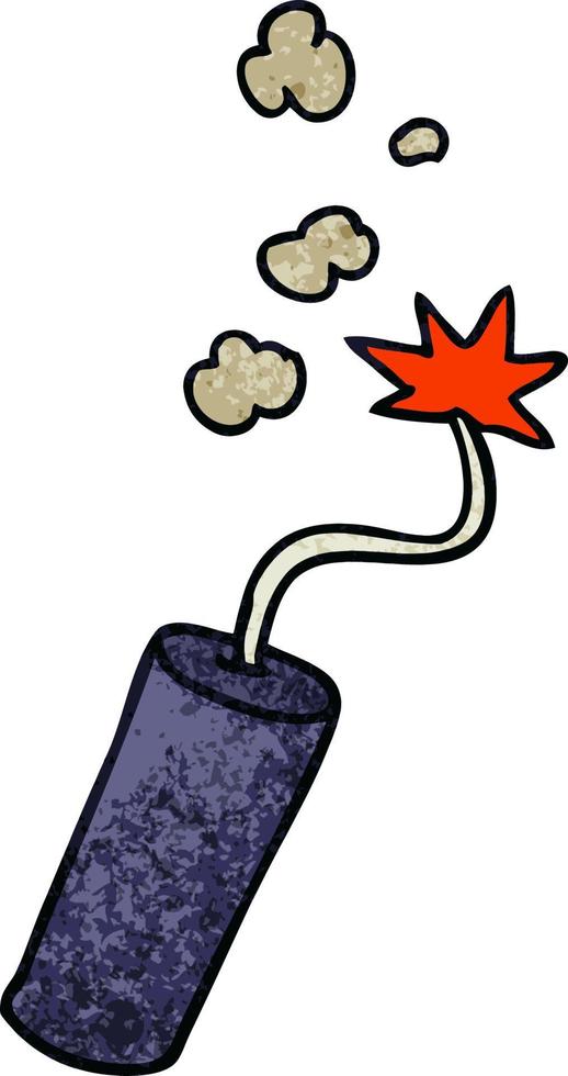 textured cartoon doodle of a lit dynamite stick vector