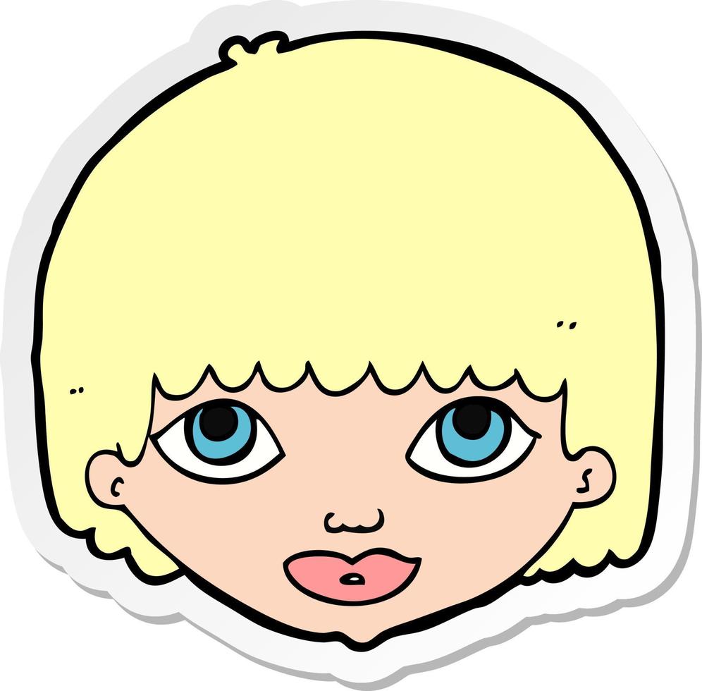 sticker of a cartoon female face vector