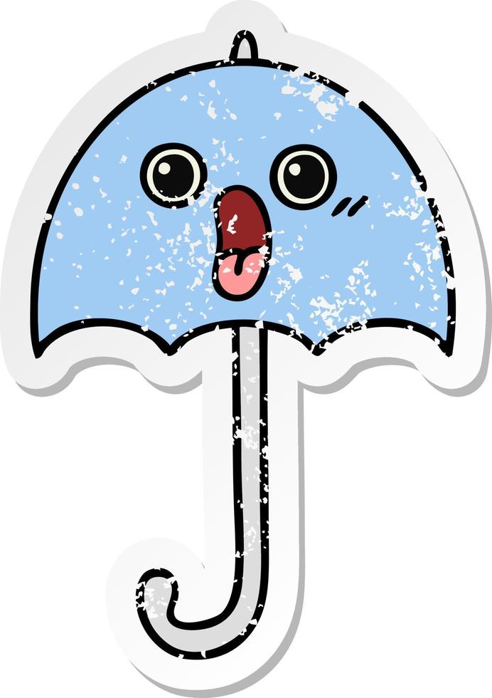 distressed sticker of a cute cartoon umbrella vector