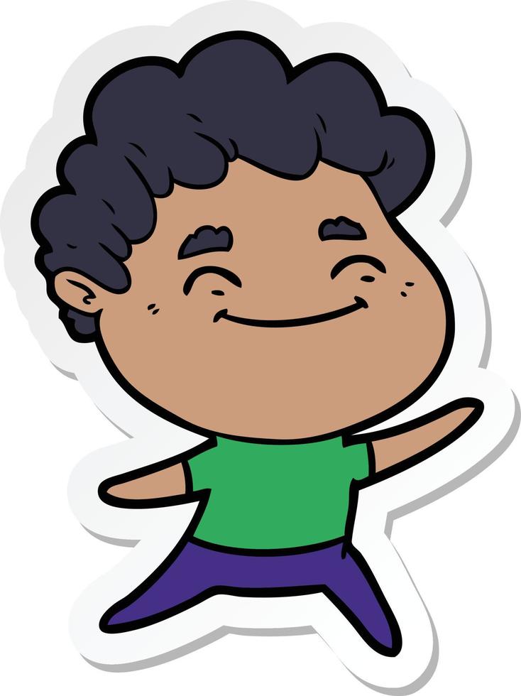 sticker of a cartoon friendly man vector