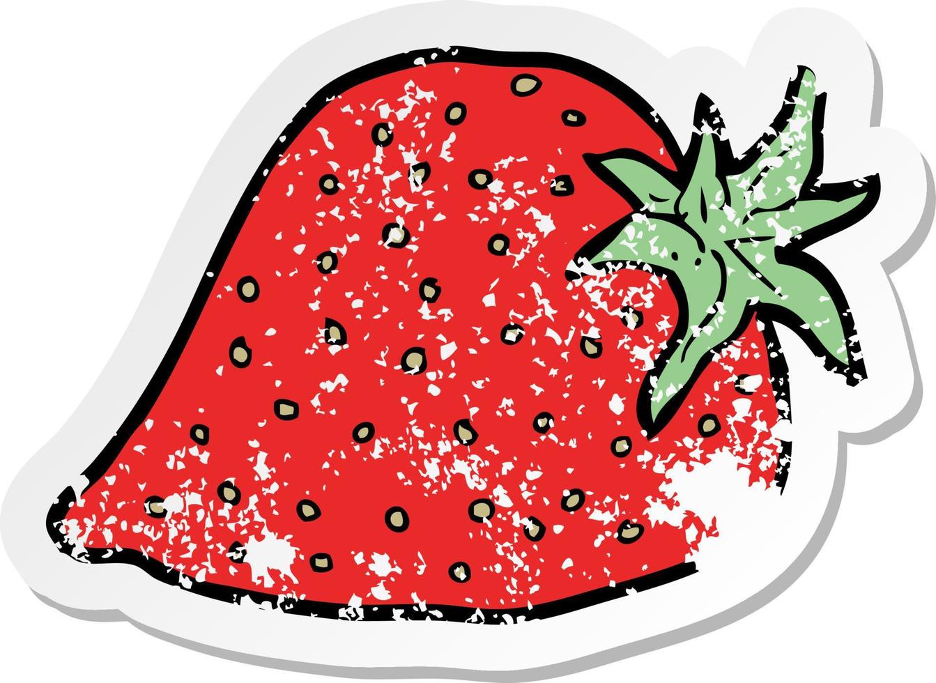 retro distressed sticker of a cartoon strawberry vector