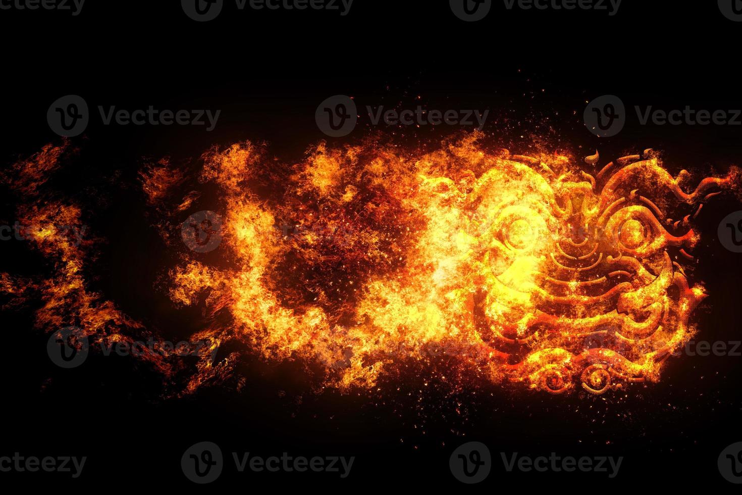 The face of Thailand Giant , flames Fire effect photo