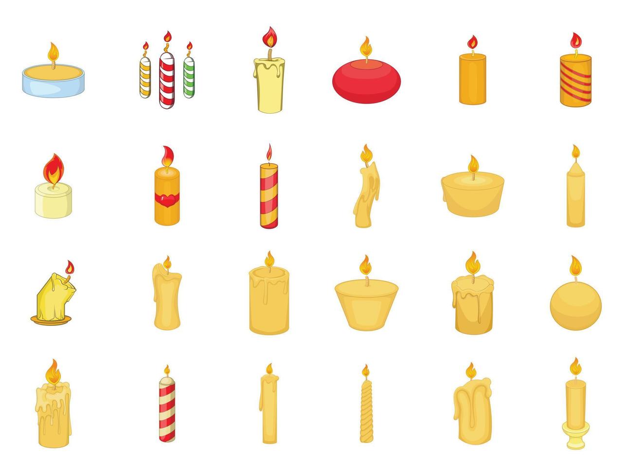 Candle icon set, cartoon style vector