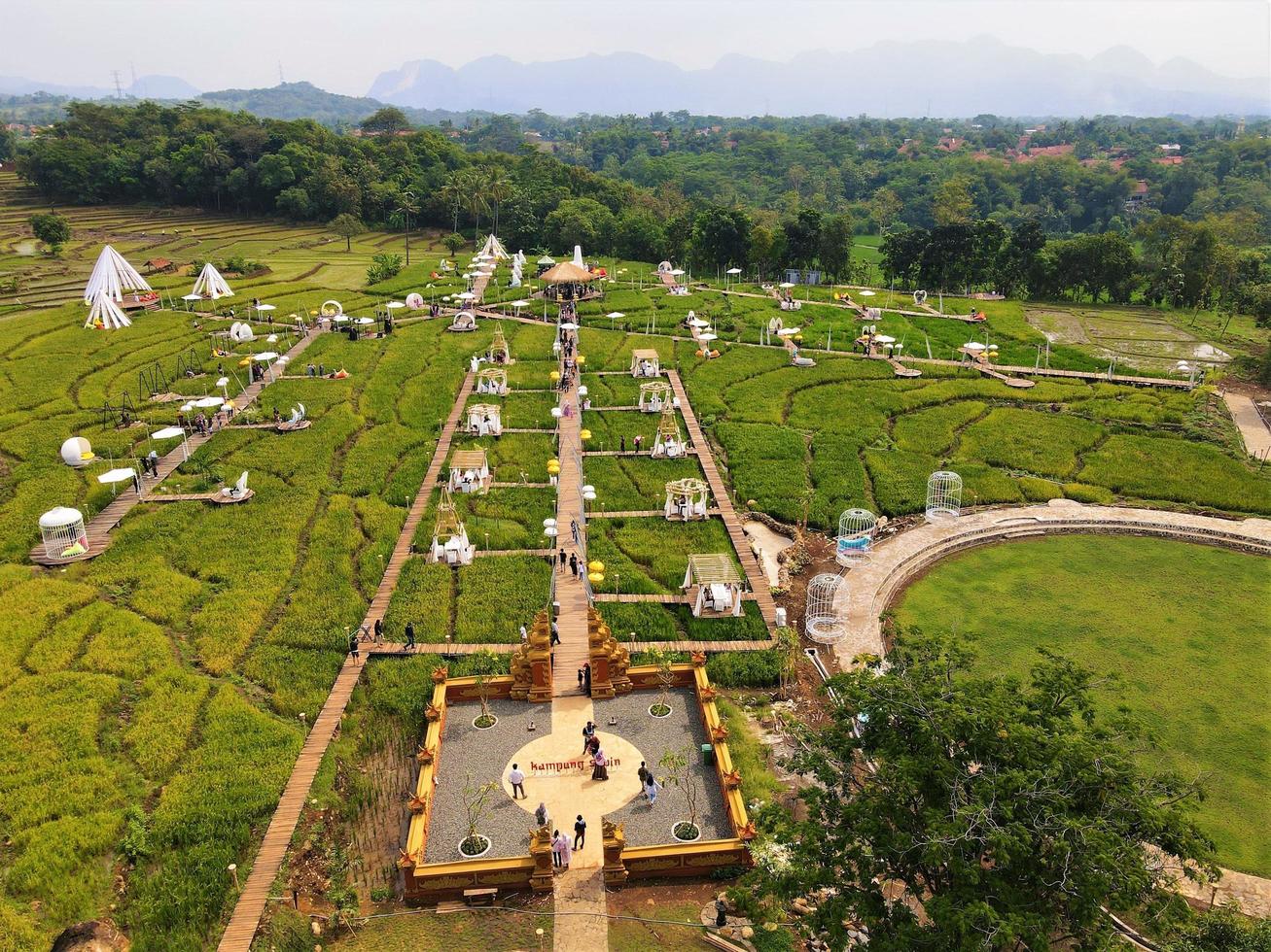 Beautiful aerial view- Mountain agricultural tourism, in West Java-Indonesia photo