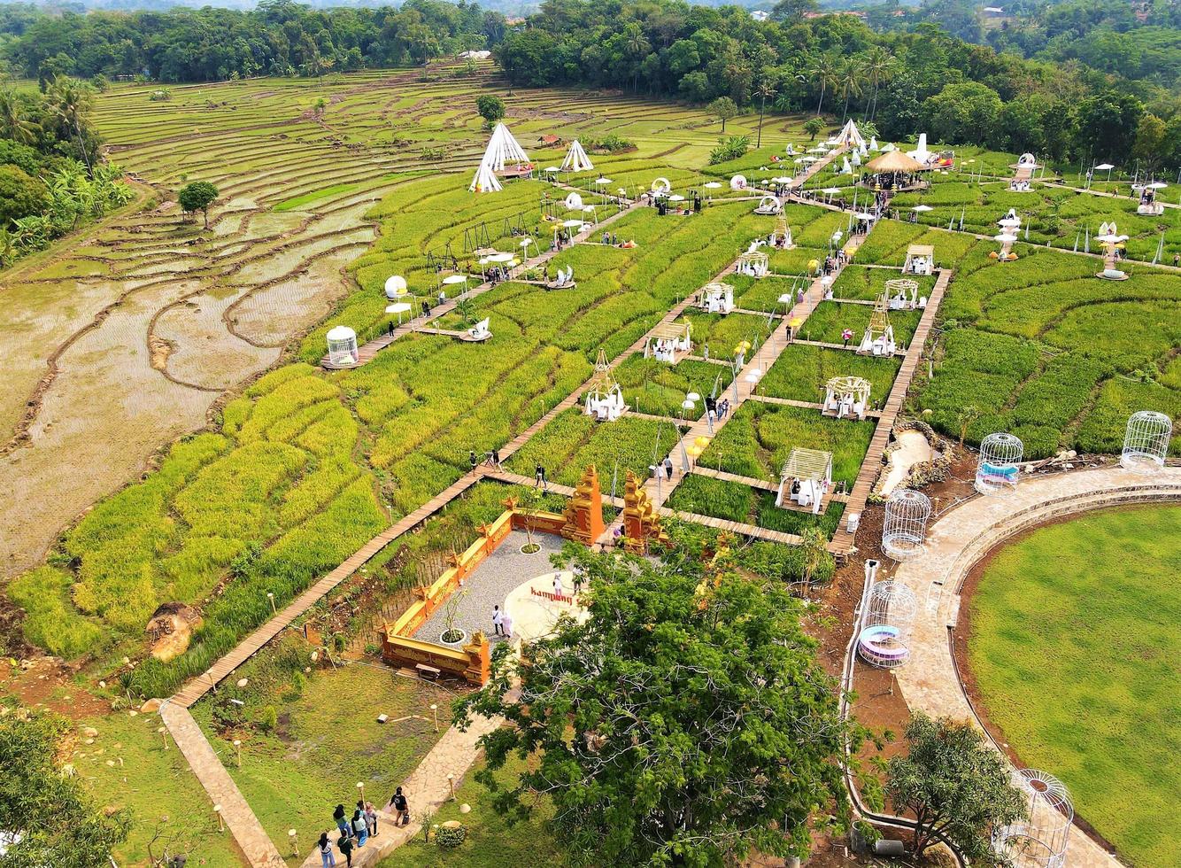 Beautiful aerial view- Mountain agricultural tourism, in West Java-Indonesia photo