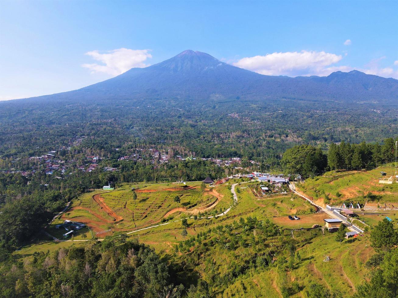 Beautiful aerial view- Mountain agricultural tourism, in West Java-Indonesia photo