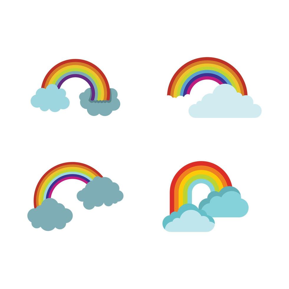 conjunto de iconos de arco iris, tipo plano vector