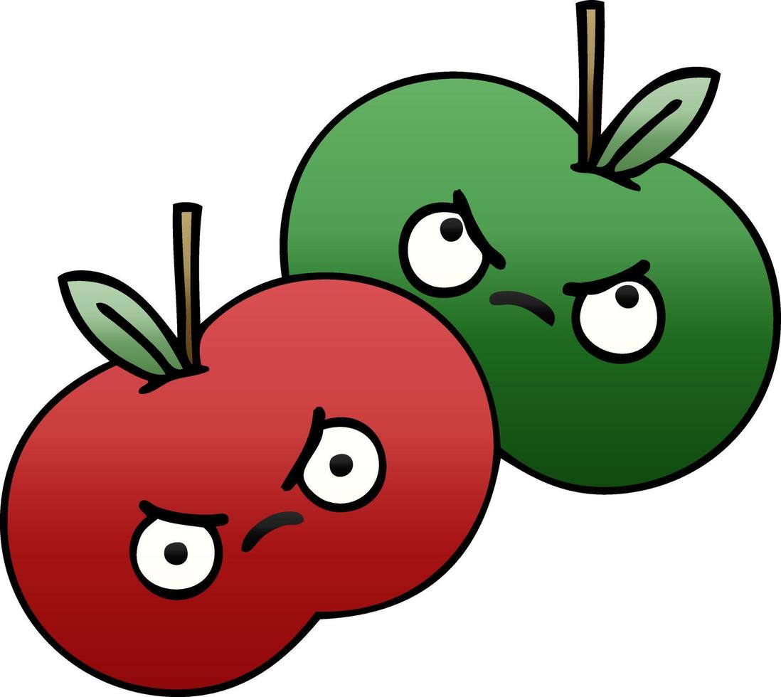 manzana jugosa de dibujos animados sombreado degradado vector