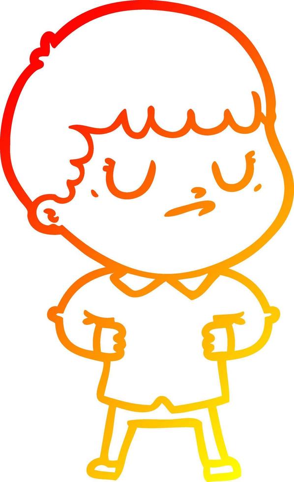 warm gradient line drawing cartoon grumpy boy vector