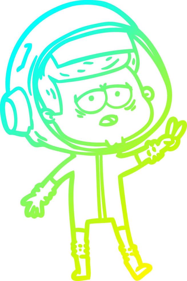 cold gradient line drawing cartoon tired astronaut vector