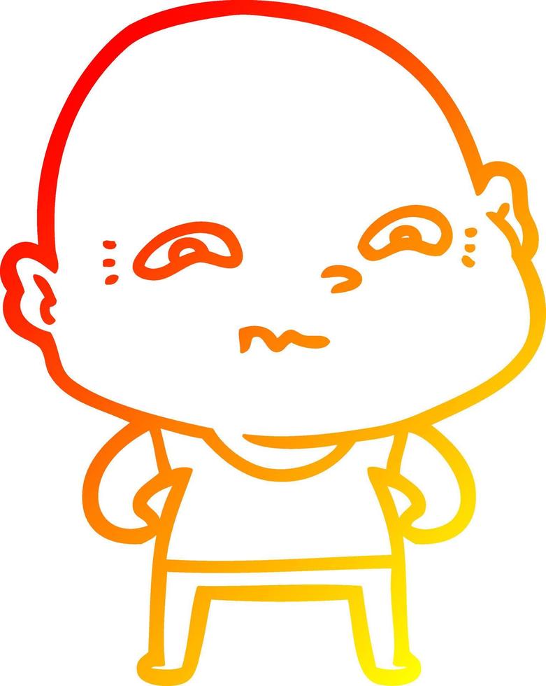 warm gradient line drawing cartoon creepy guy vector