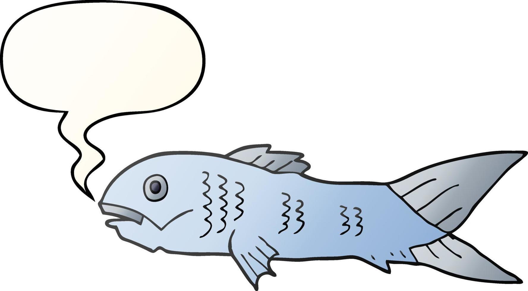 cartoon fish and speech bubble in smooth gradient style vector