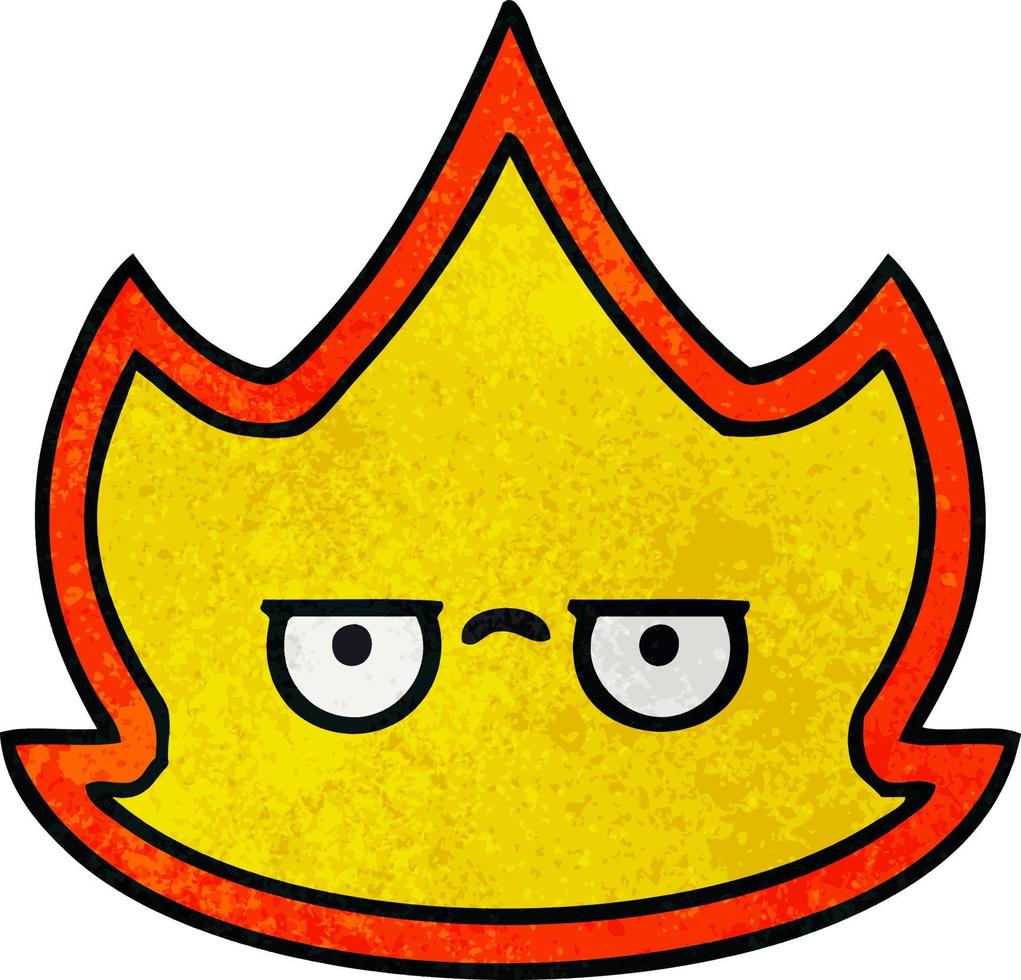 fuego de dibujos animados de textura grunge retro vector