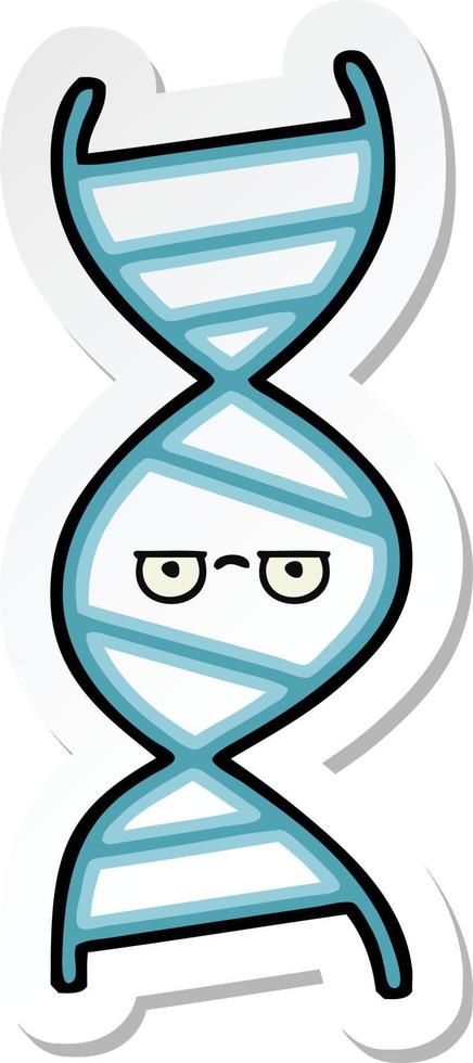 sticker of a cute cartoon DNA strand vector