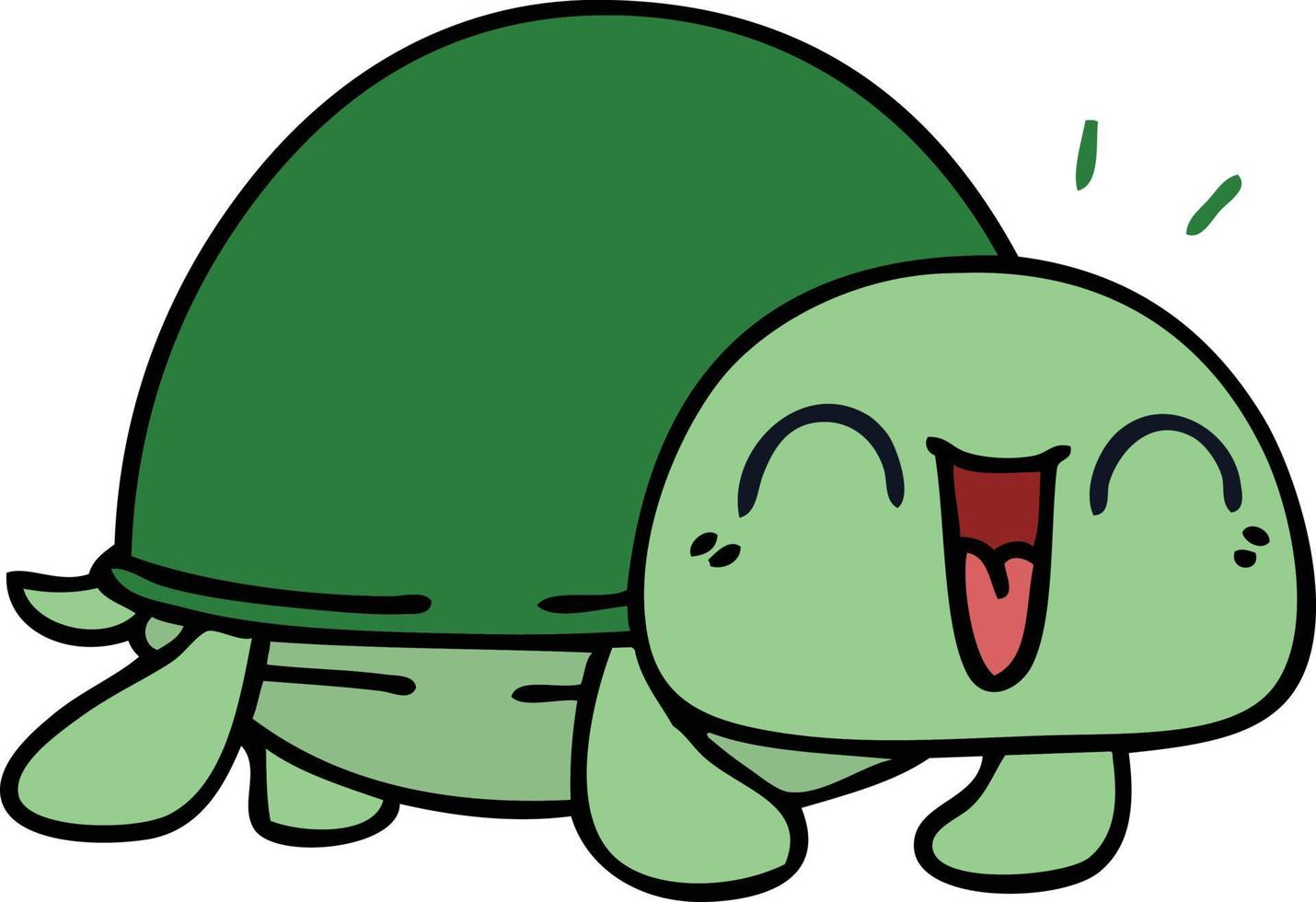 quirky hand drawn cartoon turtle vector