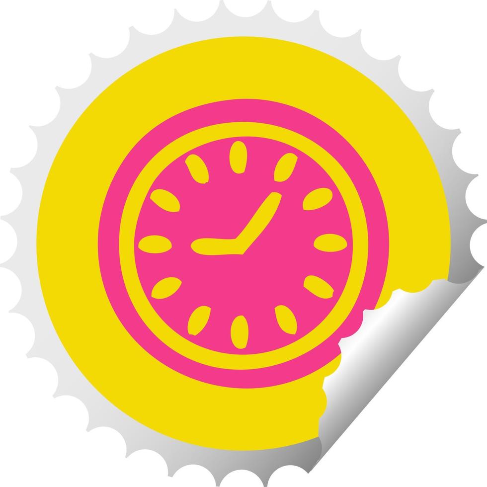 circular peeling sticker cartoon wall clock vector
