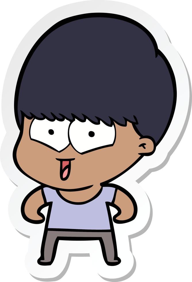 sticker of a cartoon happy boy vector