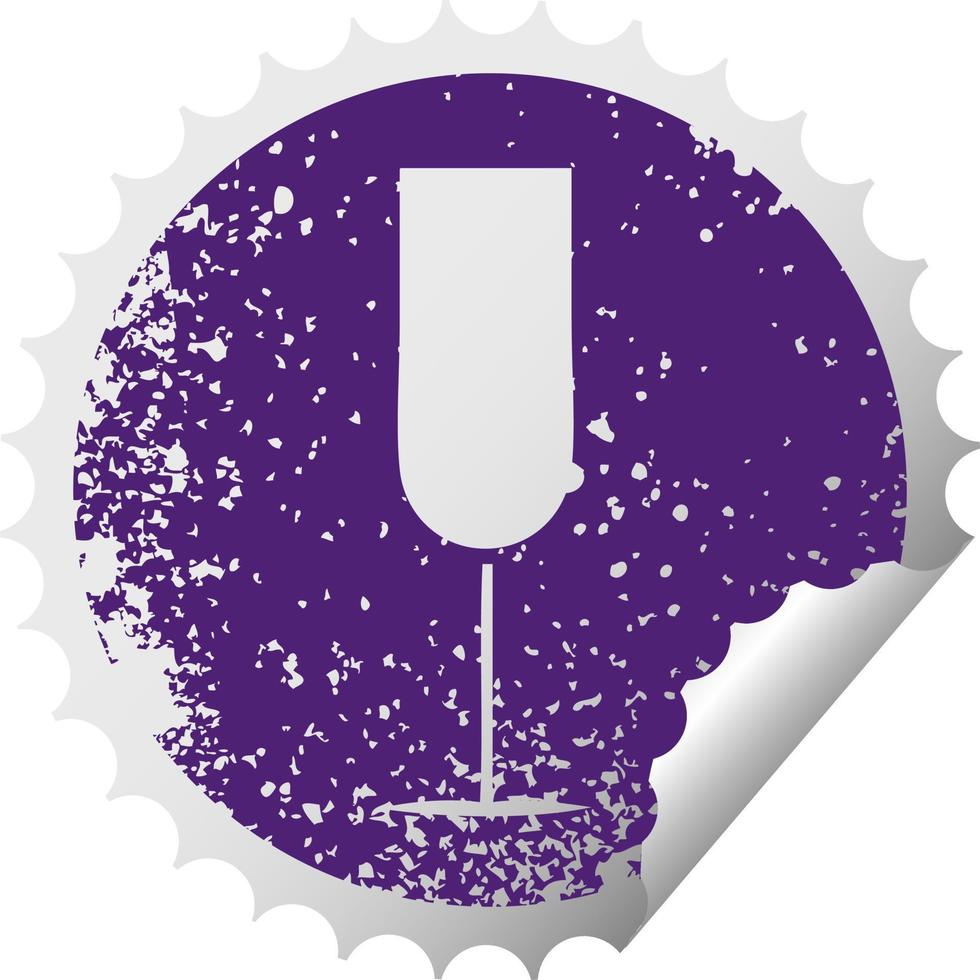 símbolo de pegatina de peeling circular angustiado flauta de champán vector