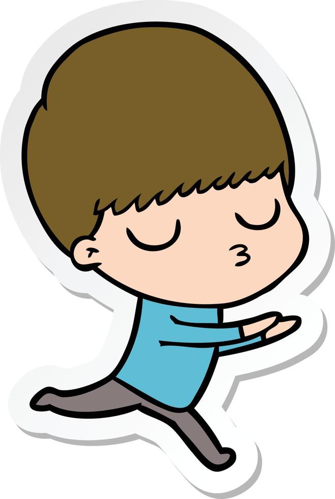 sticker of a cartoon calm boy vector