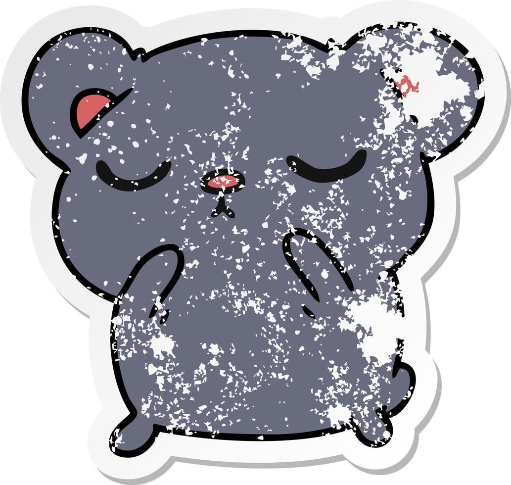 distressed sticker cartoon of a cute bear vector