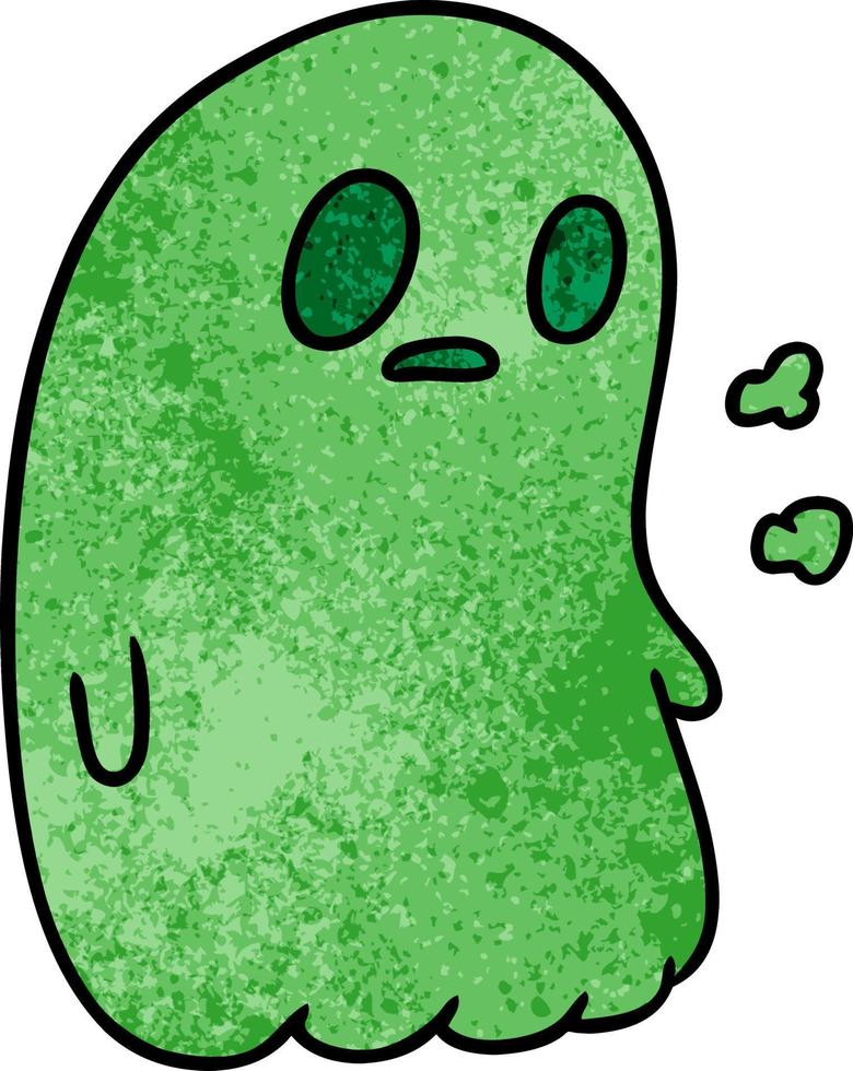 textured cartoon of a kawaii cute ghost vector