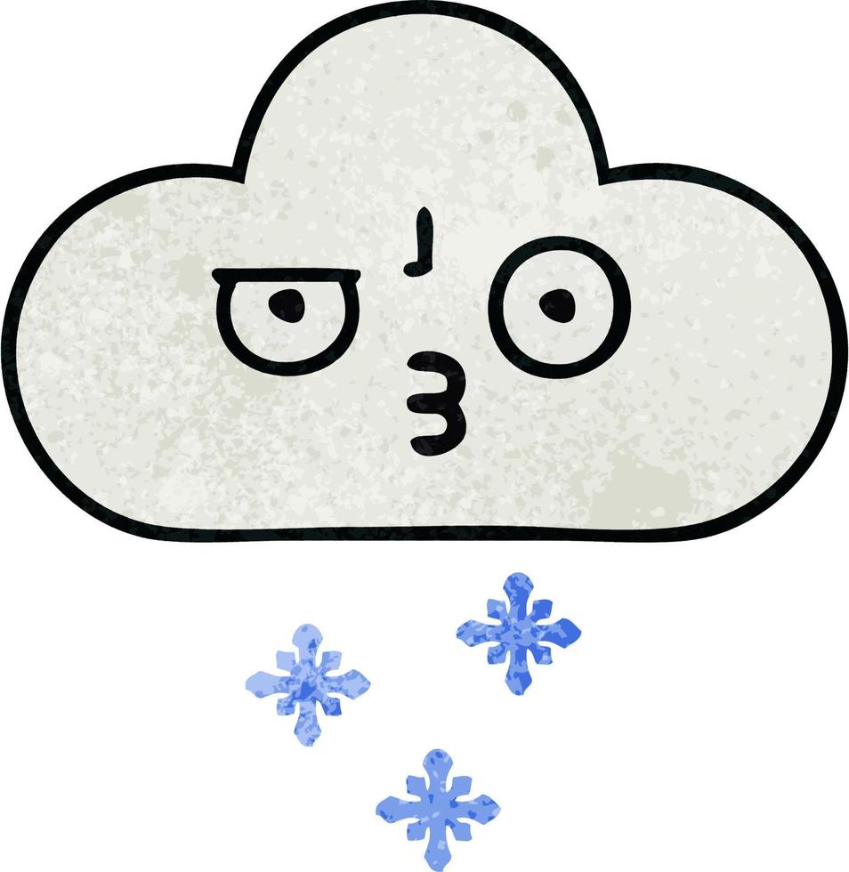 retro grunge texture cartoon snow cloud vector