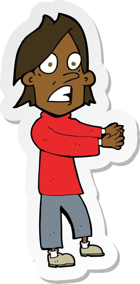 sticker of a cartoon shocked man vector
