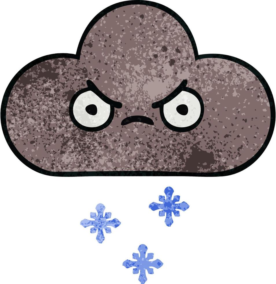 retro grunge texture cartoon storm snow cloud vector