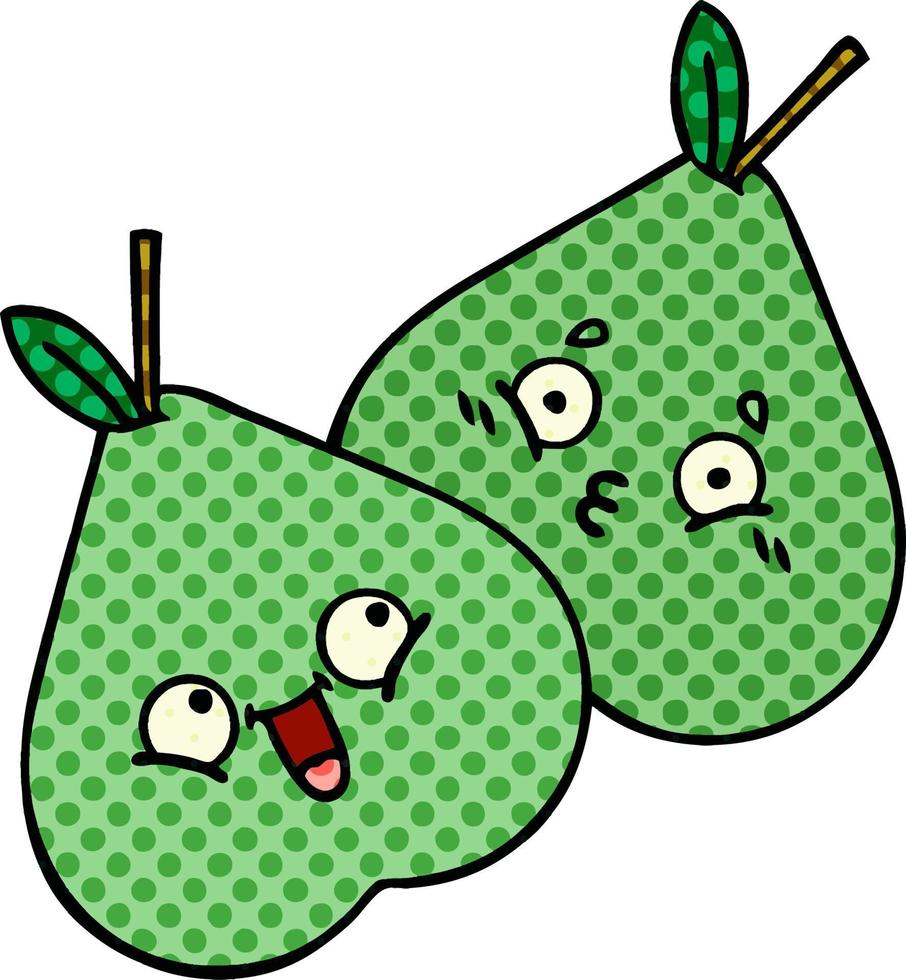 comic book style cartoon green pear vector